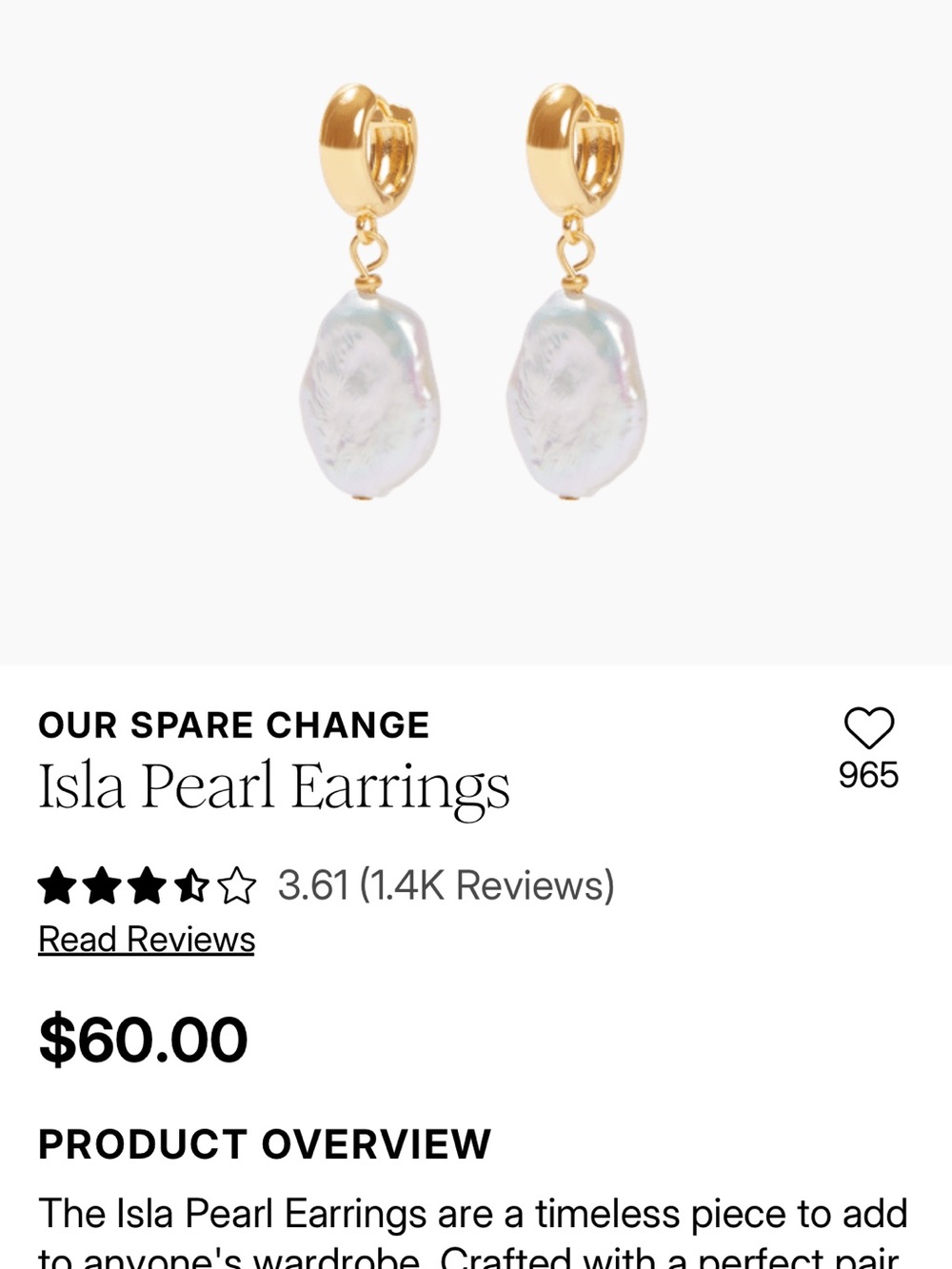 Isla Drop Pearl Earrings — Gold and Iridescent White